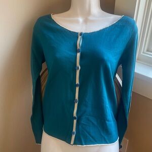GIUPA'S Italy Lightweight knit teal/beige cardigan